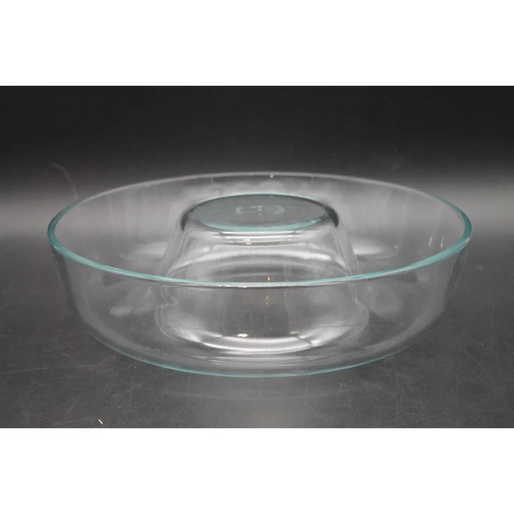 Pyrex Microwave Ring Mold M-42 2 Qt Clear Glass Tube Pan with Box Vintage France